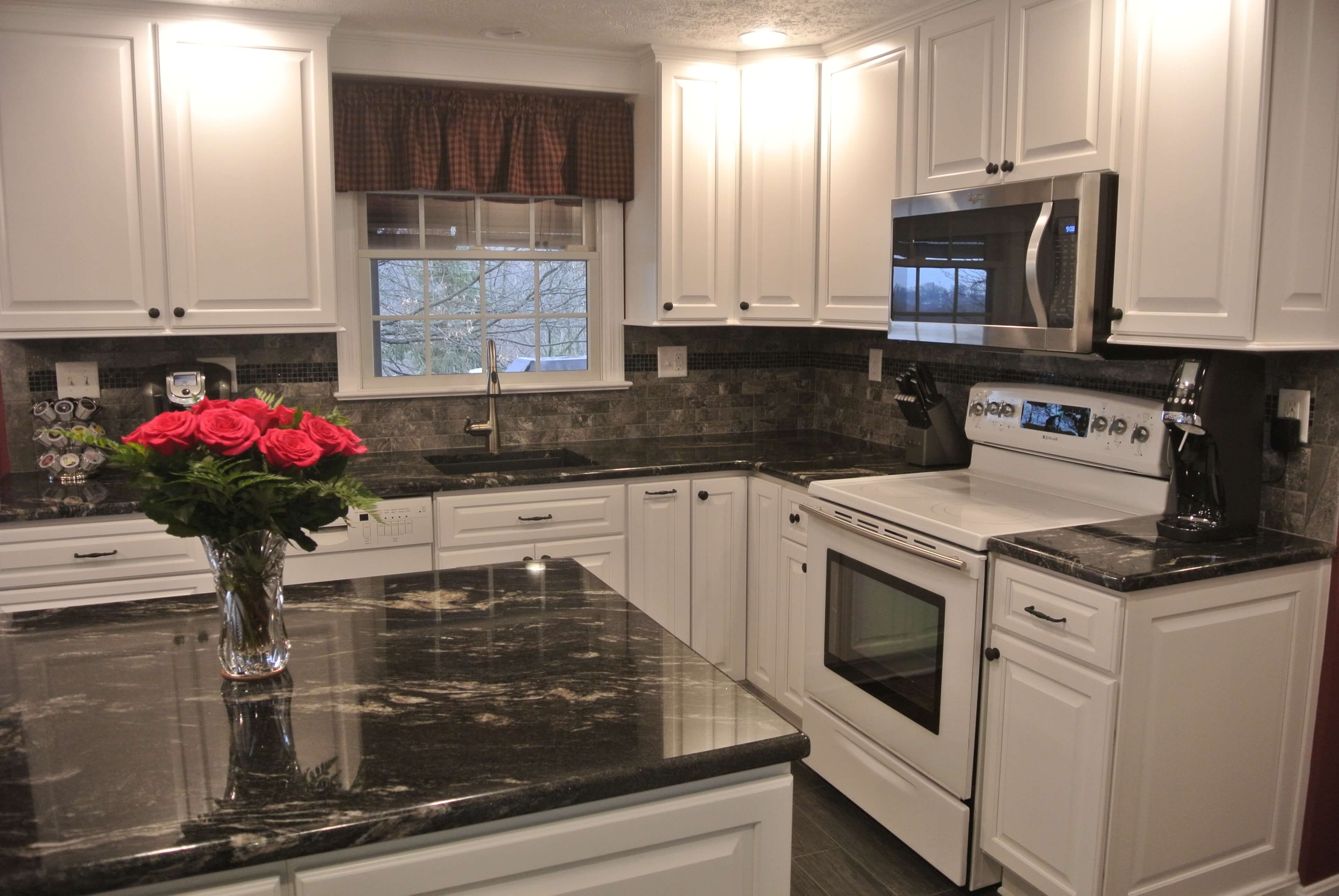 Beautiful countertops complete the look of this kitchen.