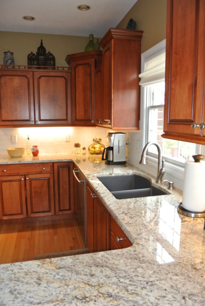 Wooden cabinets and kitchen sink