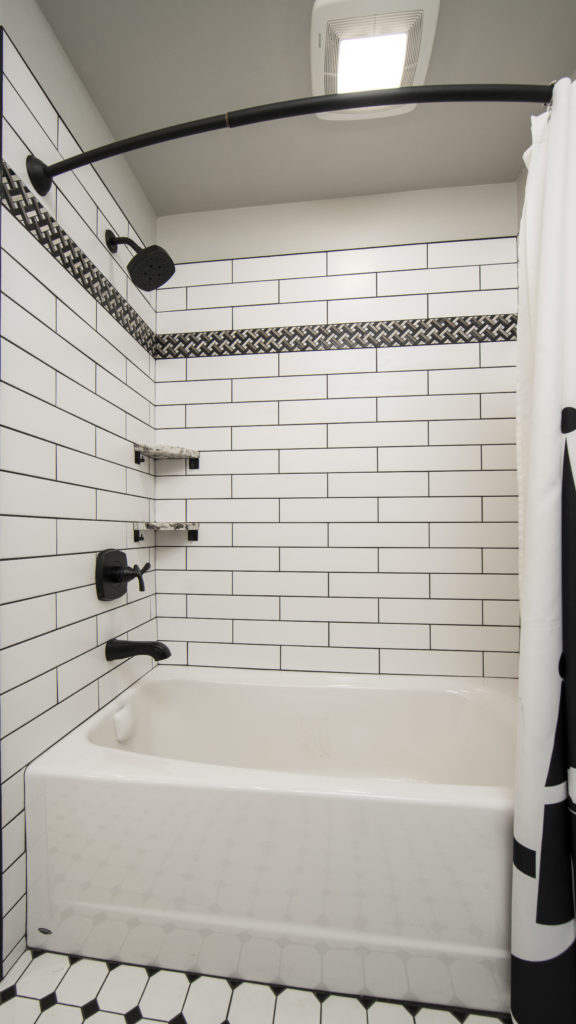 White tile bathroom image