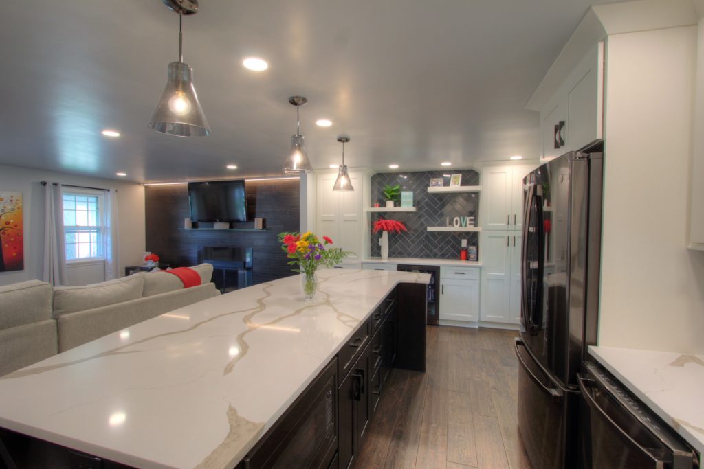 modern grey large kitchen