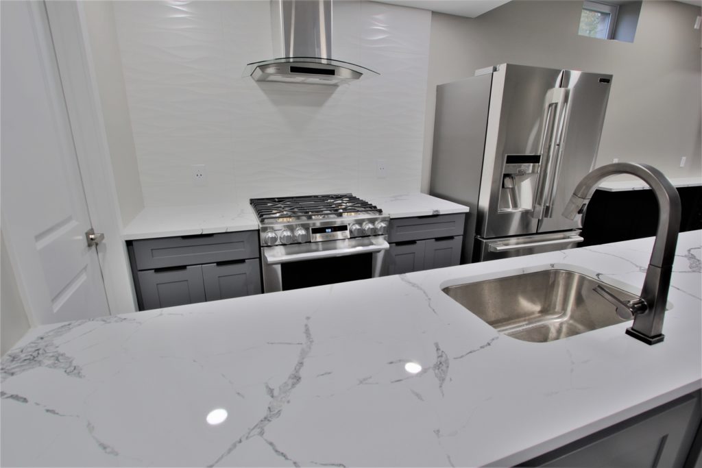 modern grey large kitchen